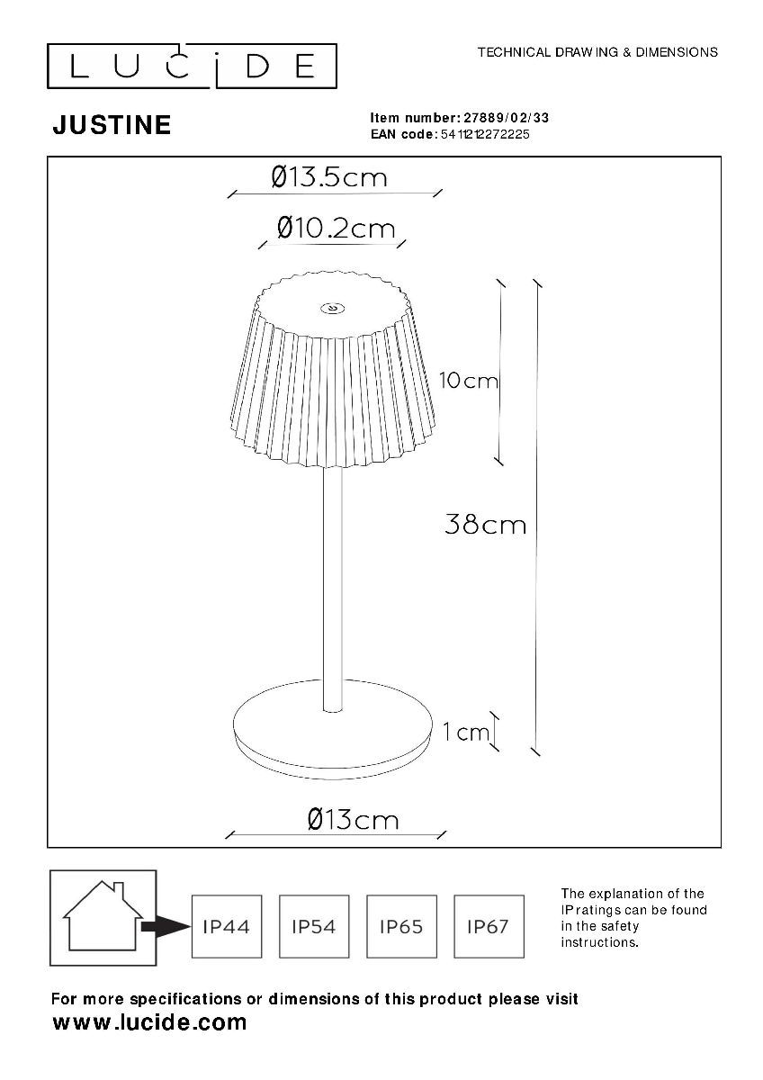 Настольная лампа Lucide Justine 27889/02/33