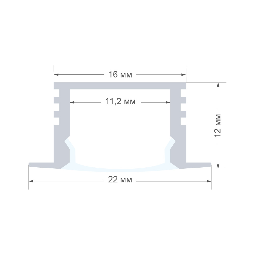 Профиль встраиваемый Apeyron ширина ленты до 10мм (рассеиватель, заглушки - 2шт) 08-11