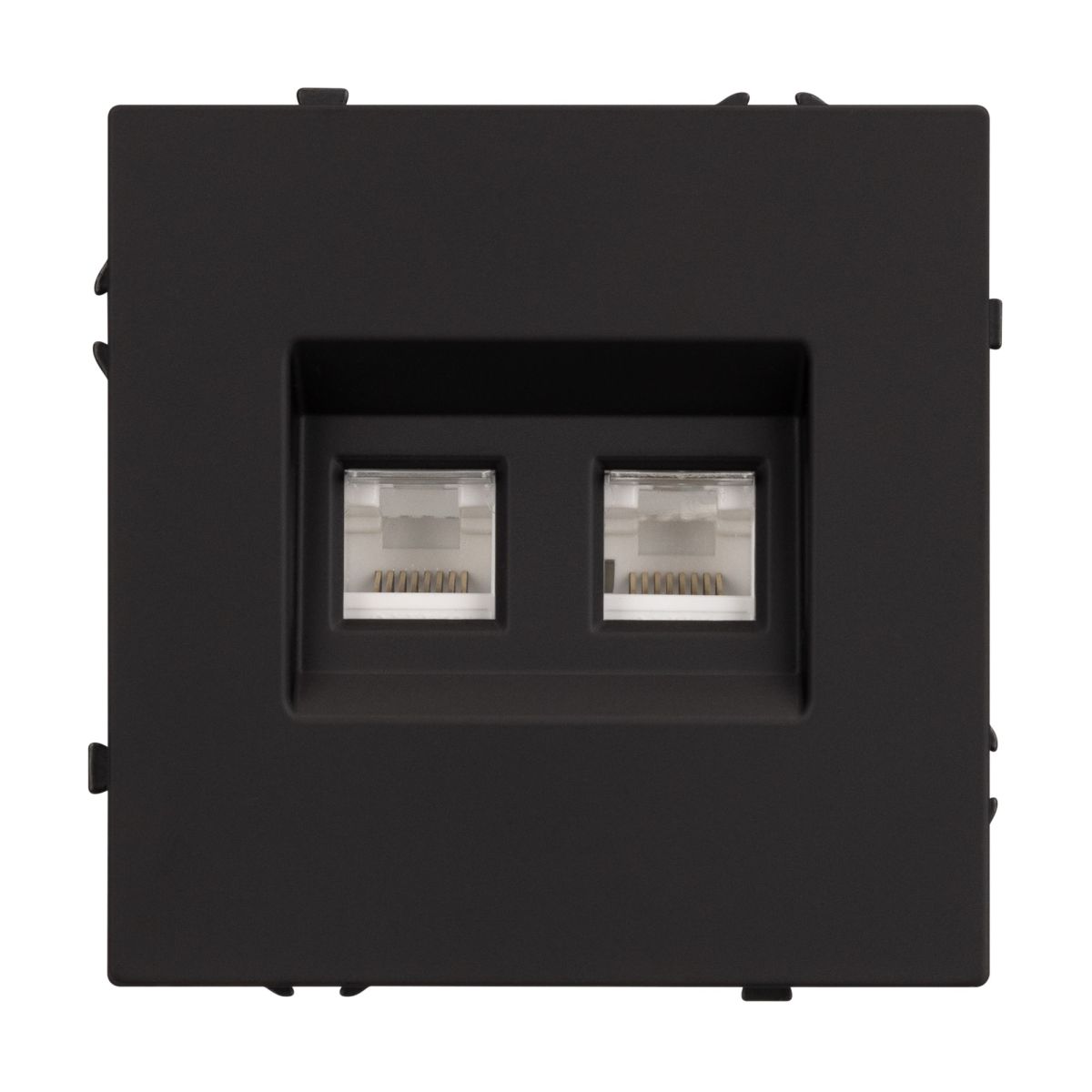Механизм сдвоенной компьютерной розетки Arlight SCT-NOBE-MPC2-SFPL-BK (RJ-45, CAT6) 054313