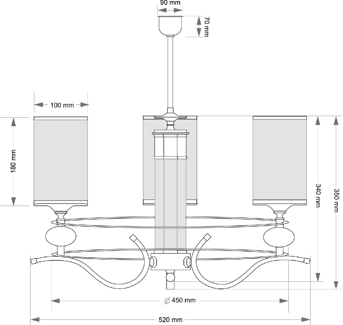 Люстра на штанге Kutek Ruta RUT-ZW-3(P/KL)TRANSPARENT