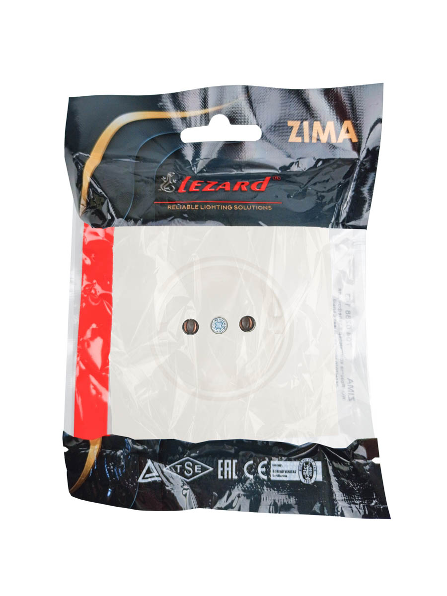 Розетка б/з ПБТ слоновая кость безвинтовой зажим/клемма Lezard Zima 704-9088-121BQC