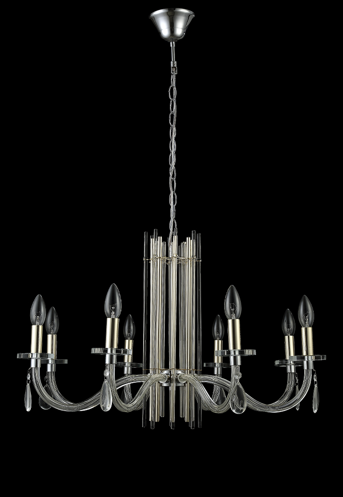 Подвесная люстра Crystal Lux AURELIO SP8 GOLD+CHROME/TRANSPARENT