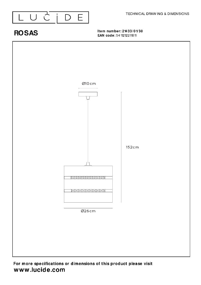 Подвесной светильник Lucide Rosas 21433/01/30