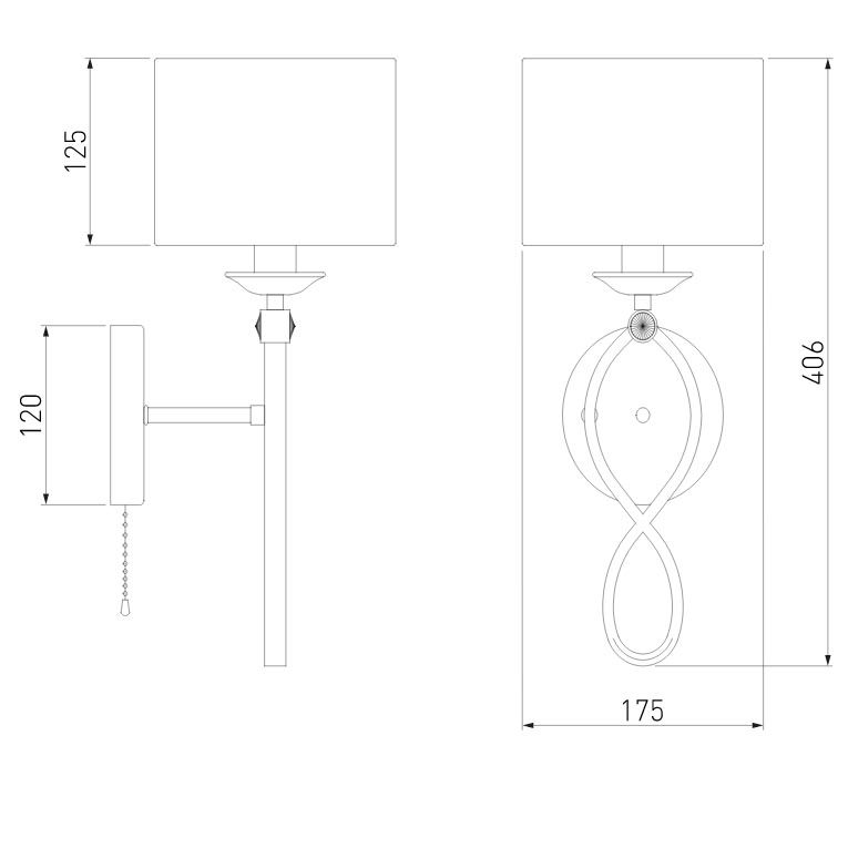 Бра Eurosvet Fabiola 60124/1 хром (60109/1)