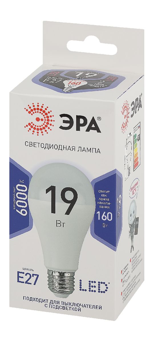 Лампа светодиодная Эра E27 19W 6000K LED A65-19W-860-E27 Б0031704