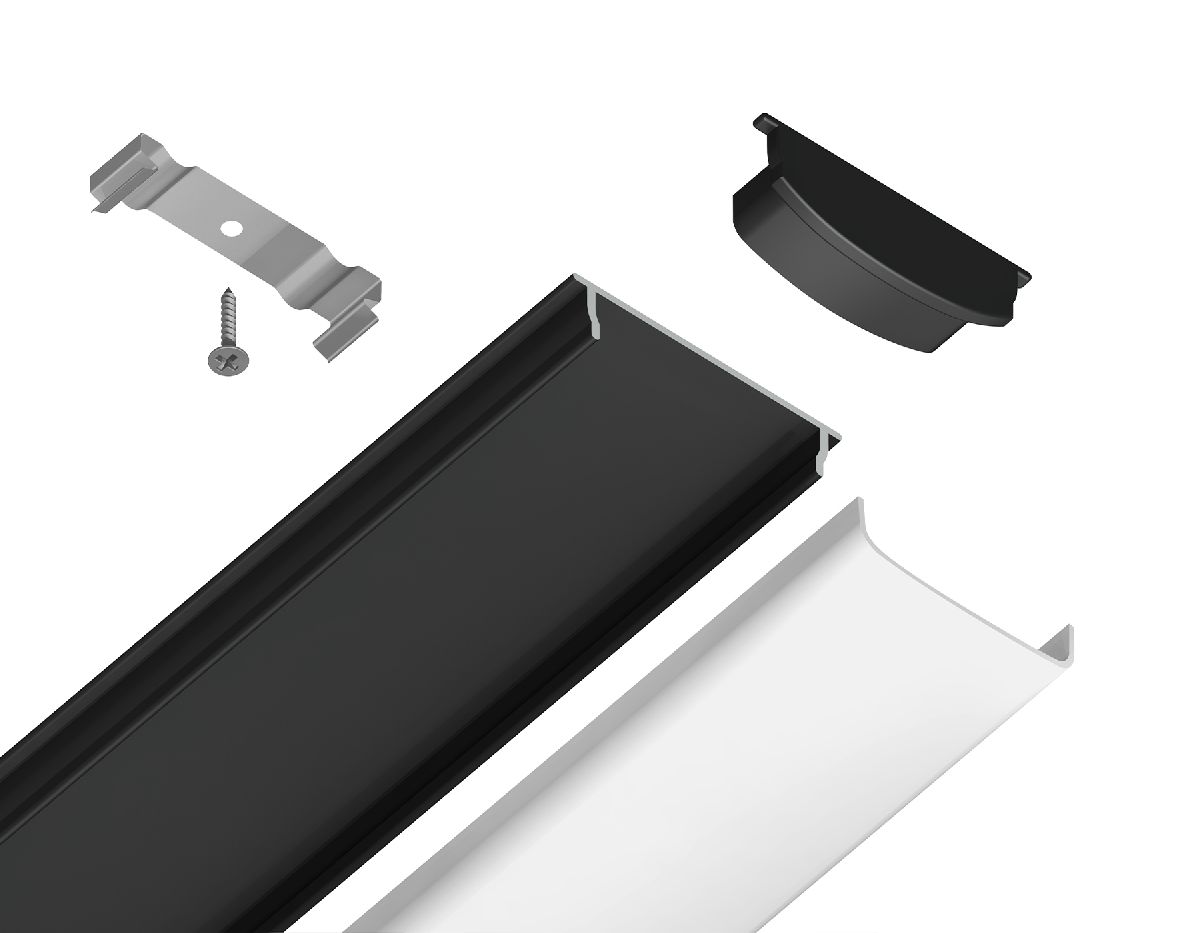 Алюминиевый накладной профиль Ambrella Light Alum Profile GP1600BK