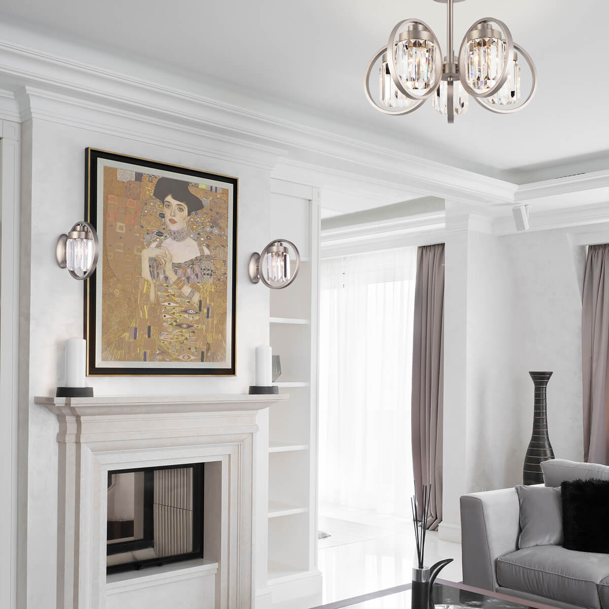 Потолочная люстра Eurosvet Loraine 10095/5 сатин-никель/прозрачный хрусталь Strotskis