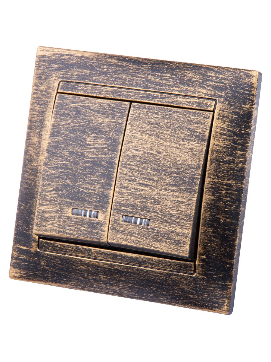 Выключатель двухклавишный с подсветкой Лама TDM Electric SQ1815-0747