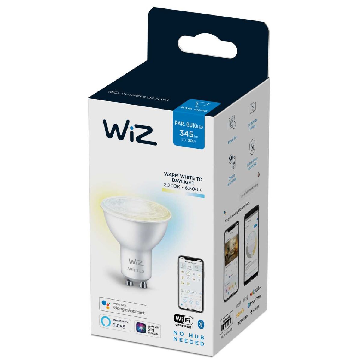 Умная светодиодная лампа Wiz Wi-Fi BLE50WGU10927-65TW 1PF/6 GU10 4,7W 2700K 929002448302
