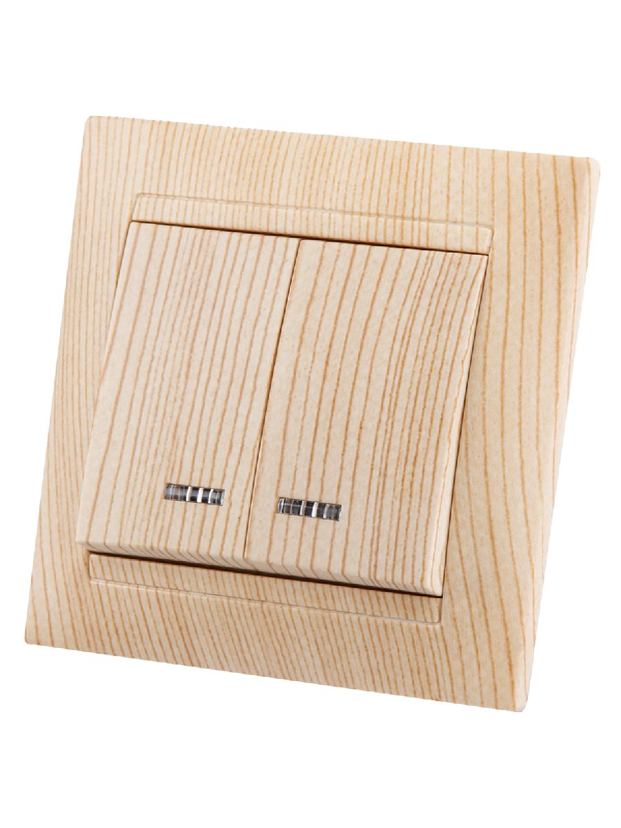 Выключатель двухклавишный с подсветкой Лама TDM Electric SQ1815-0305