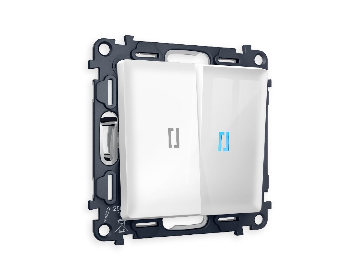 Комплект механизма 2-кл выключателя с подсветкой Ambrella Volt Alfa MA104020