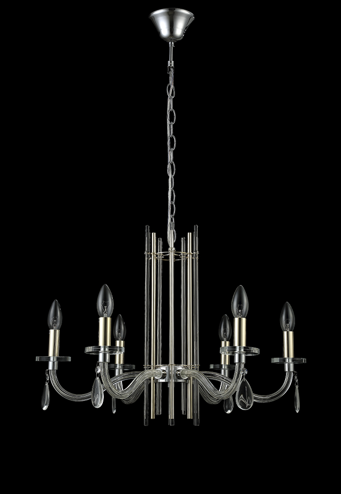 Подвесная люстра Crystal Lux AURELIO SP6 GOLD+CHROME/TRANSPARENT