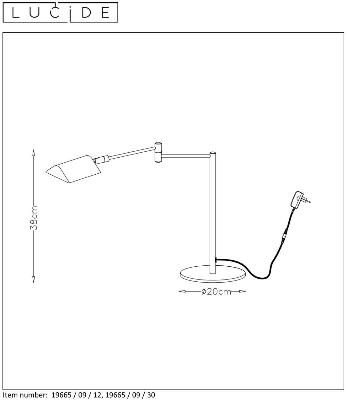 Настольная лампа Lucide NUVOLA 19665/09/30