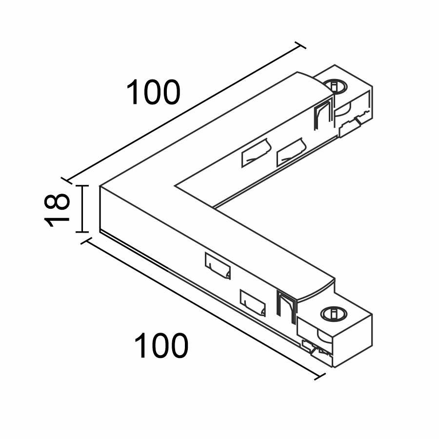 Коннектор угловой (жесткий) для горизонтального соединения магнитной системы Ledron TSM-L Black 00000014037
