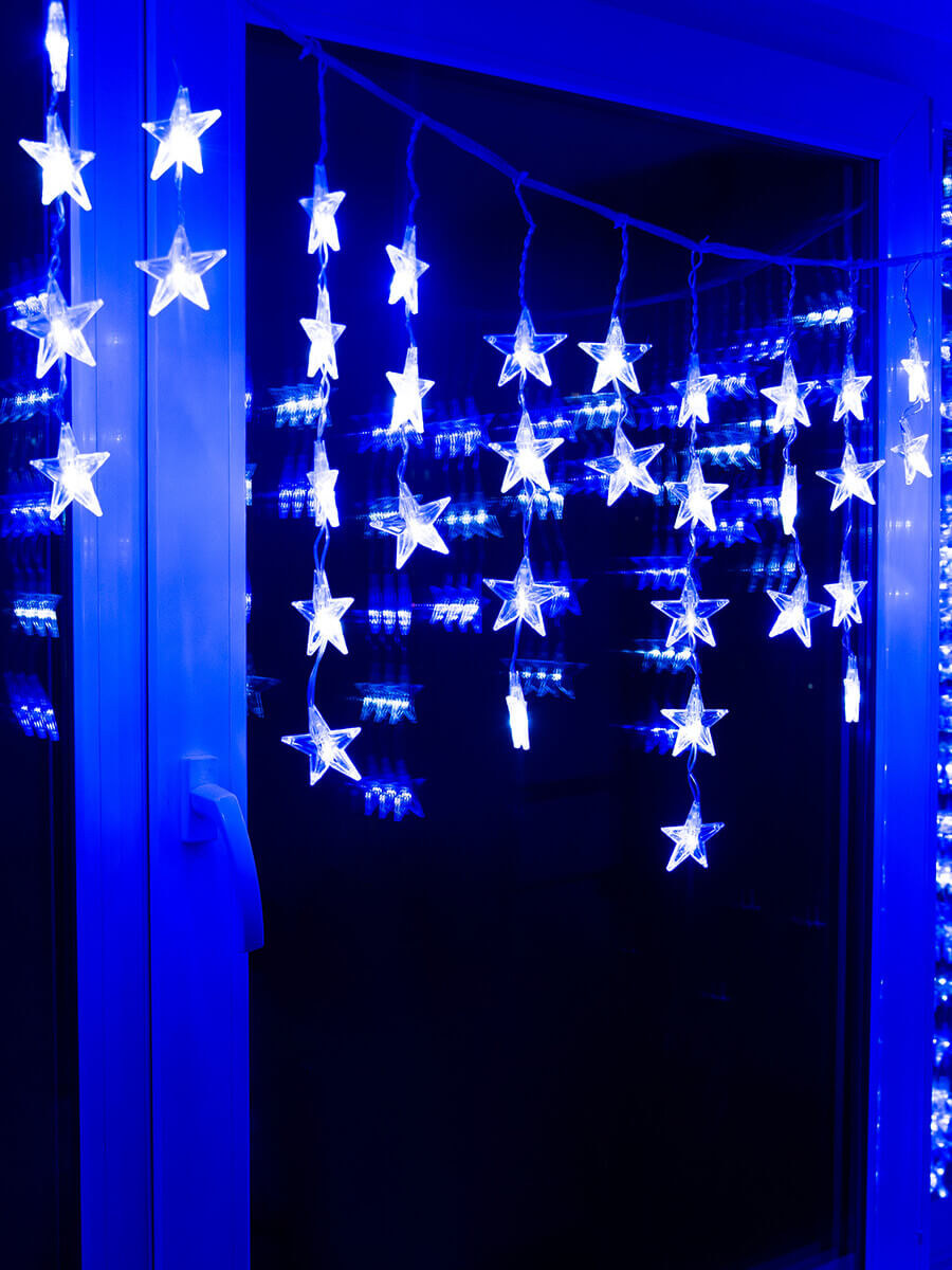 Светодиодная гирлянда (UL-00001410) Uniel занавес 220V белый ULD-E5505-196/DTK WHITE-BLUE IP20 STARS-1