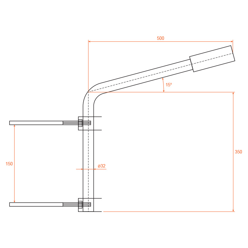Кронштейн приставной для консольного светильника Wolta К1П-035-05-2-012х06-Б