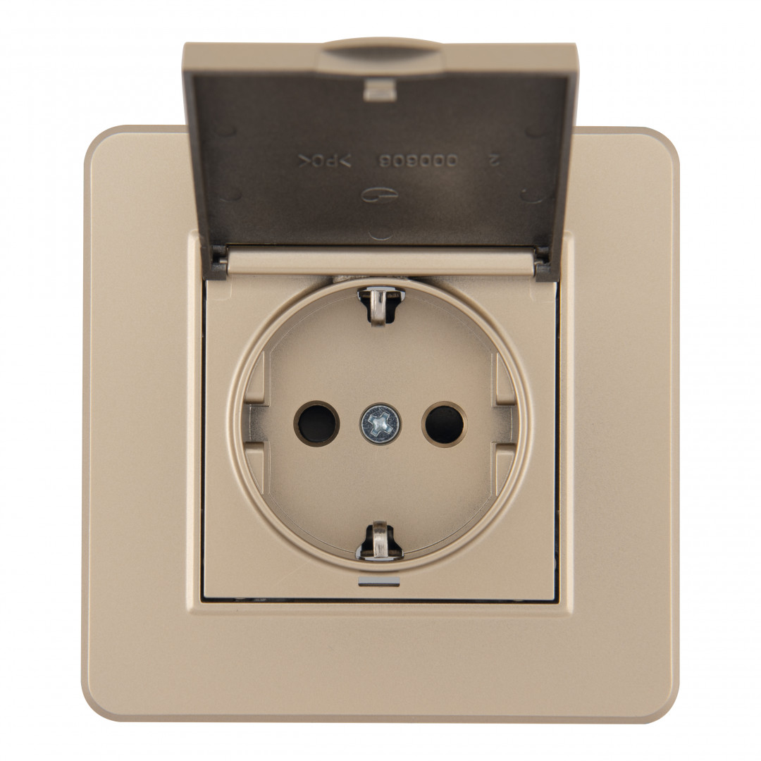 Комплект розетки с/з и шторками, защитной крышкой и рамкой Arte Milano SET16-1-41-1 shampan