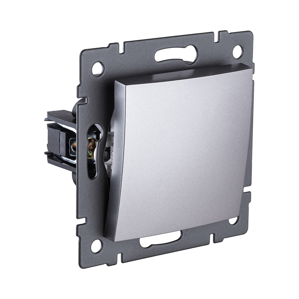 Выключатель кнопочный 1-клавишный 10А/250В, изогнутый, серый Kollinger REA-R-005GY для Aspekt, Eleganz, Reflex