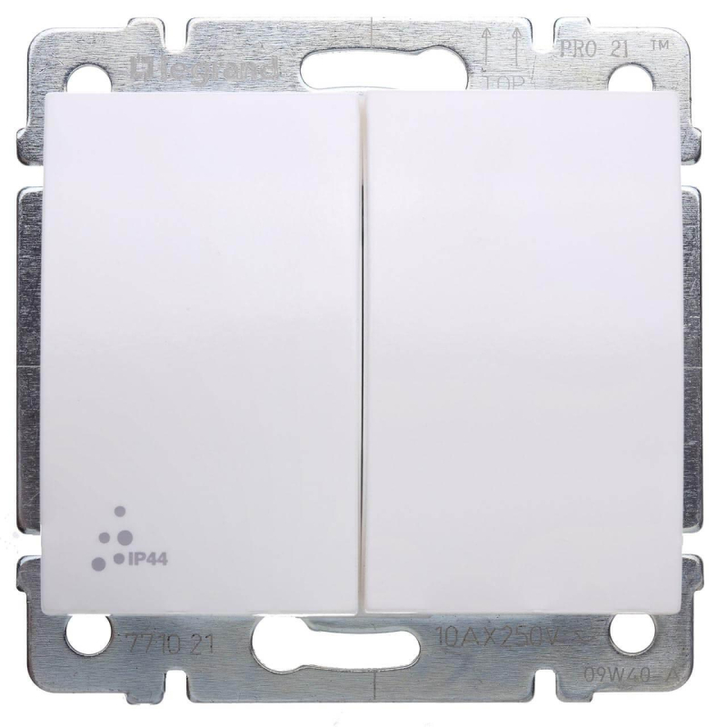 Выключатель двуклавишный Legrand Galea Life 10A 250V IP44 белый 771021