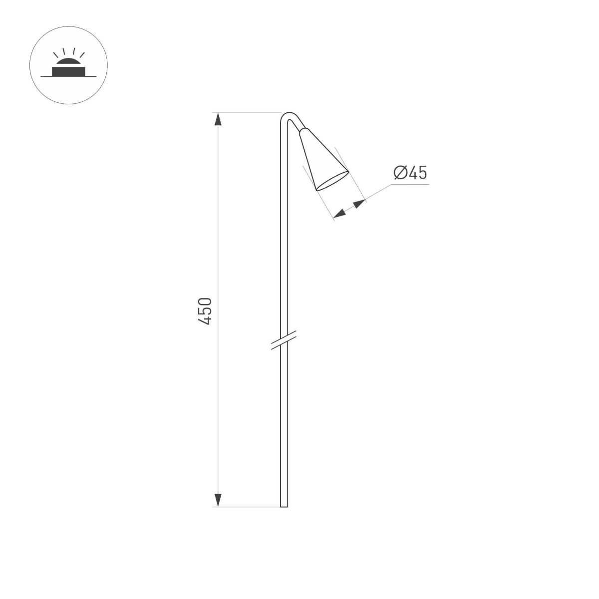 Ландшафтный светильник Arlight KT-HAREBELL-BOLL-H450-3W Warm3000 (BK, 40 deg, 24V) 050688