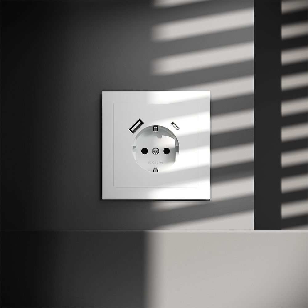 Розетка с USB, A+C Voltum S70 VLS040502 (белый матовый)