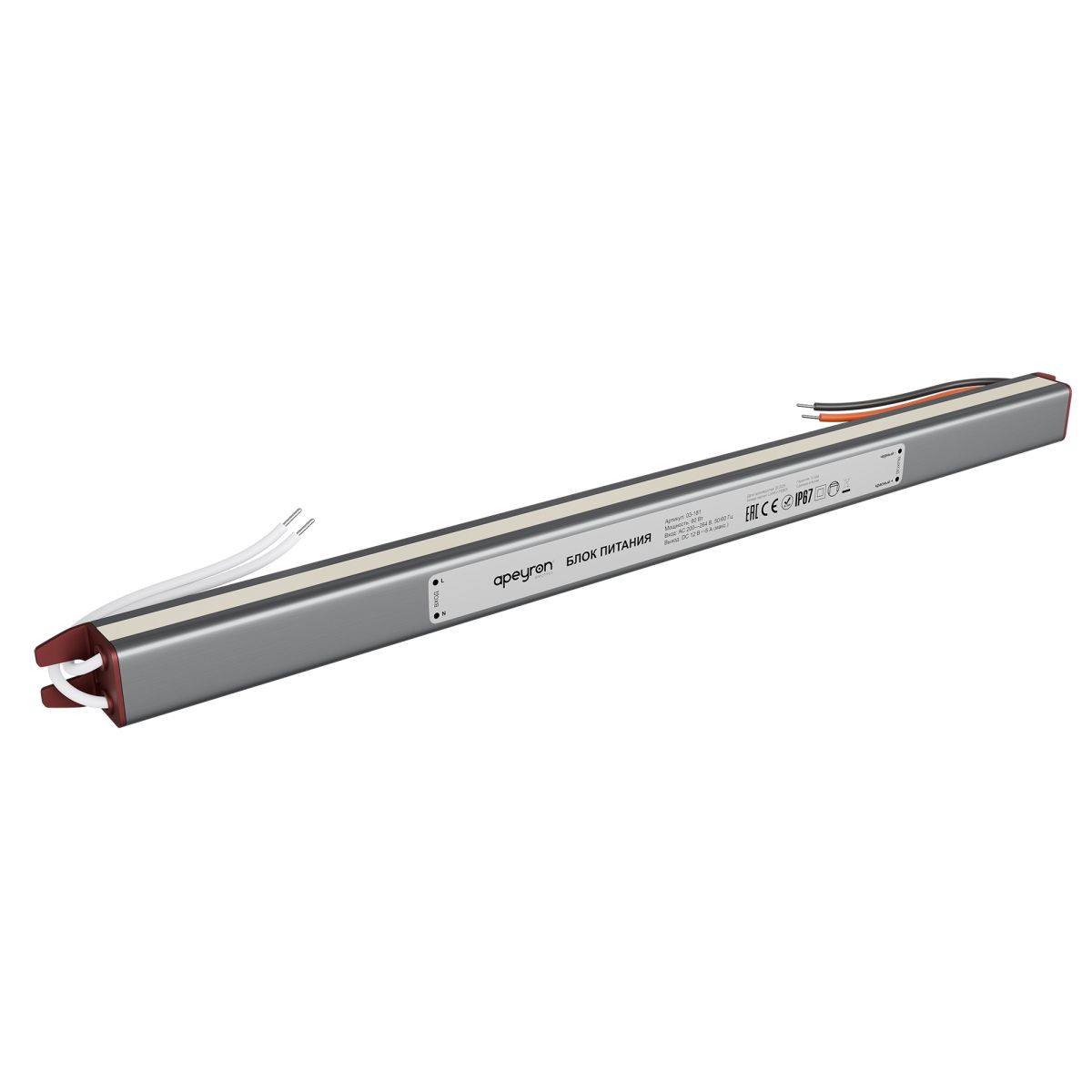 Блок питания Apeyron 12В, 60Вт, 200-264В, 5А, IP67 03-181