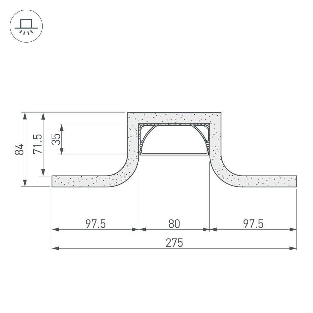 Гипсокартонный модуль Arlight ARL-SLOT-ROUND-80-2000 022263