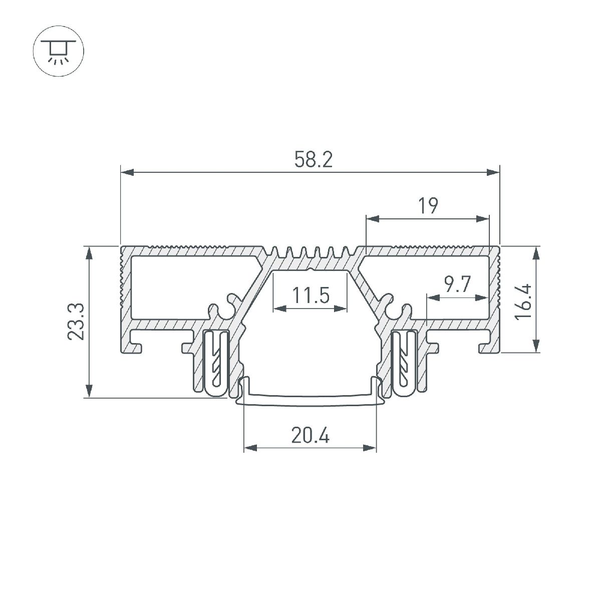 Профиль Arlight STRETCH-20-CEIL-D-CENTER-2000 BLACK 042946