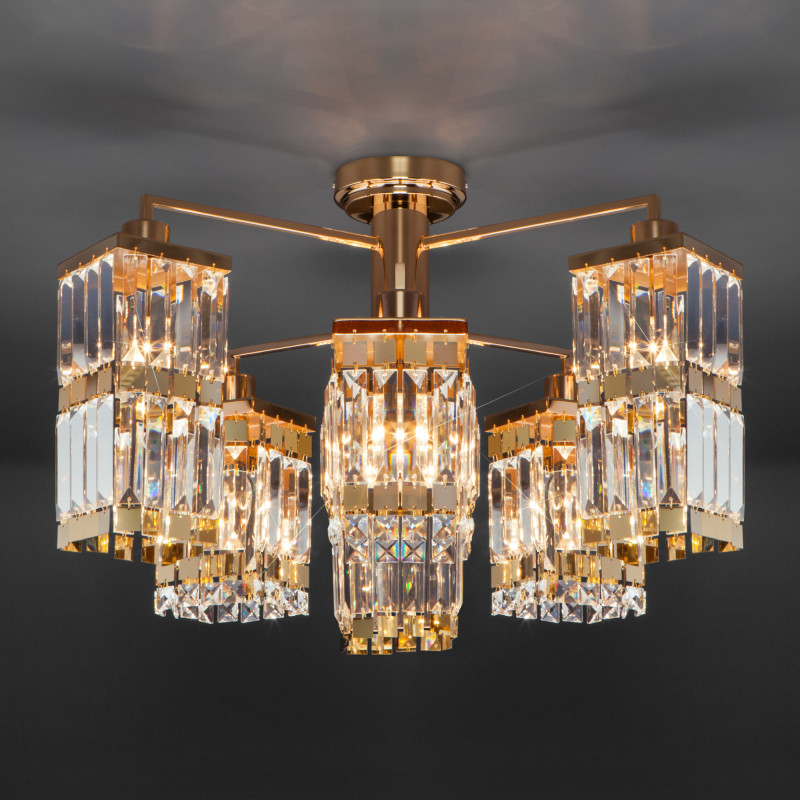 Люстра на штанге Eurosvet 10100/8 золото/прозрачный хрусталь Strotskis