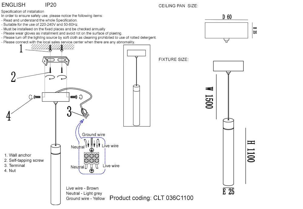 Подвесной светильник Crystal Lux CLT 036C1100 GO