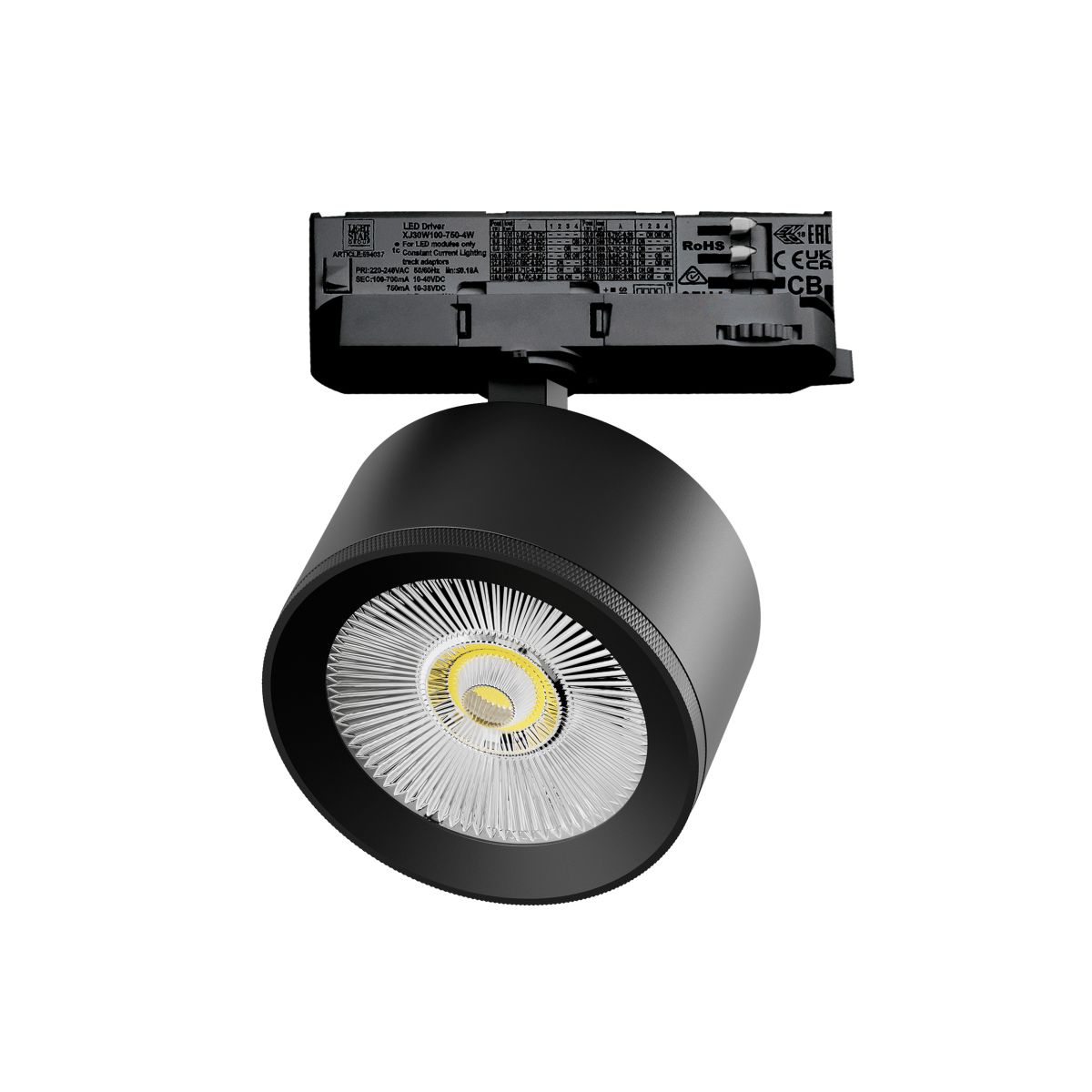 Трековый трехфазный светильник Quattro LED с адаптером Lightstar Alta Pro A5547QT