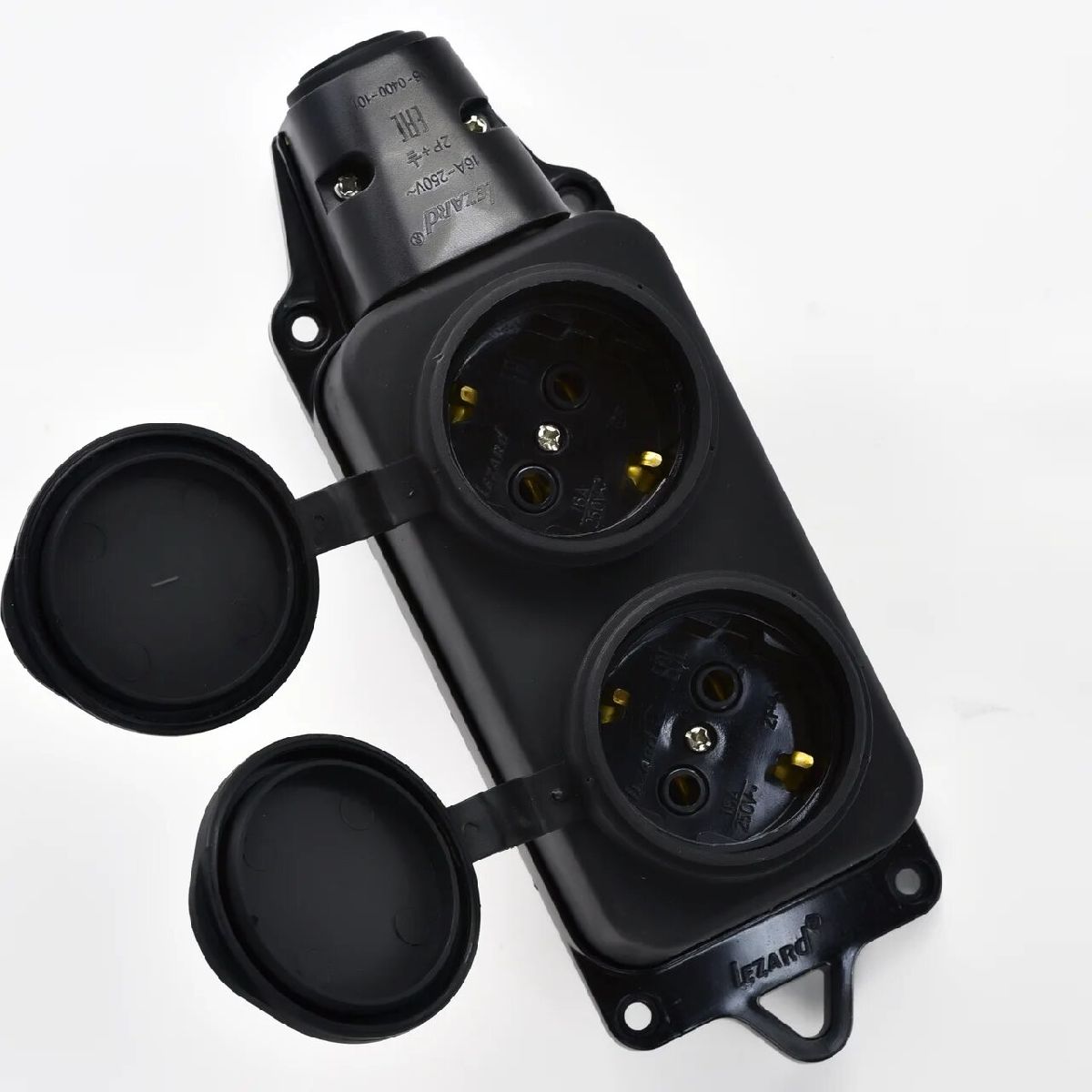 Розетка наружная двойная с заглушками Lezard Каучук 106-0400-0110/110