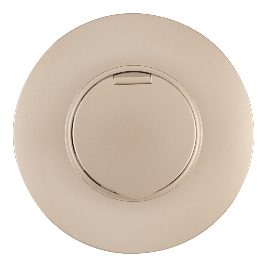 Розетка круглая с/з и шторками, защитной крышкой и рамкой Arte Milano SET08-1-41-1 shampan