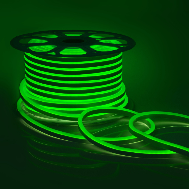 Светодиодный неон двухсторонний Apeyron 220В 6Вт/м smd2835 108д/м IP65 150Лм/м 50м зеленый 10-211