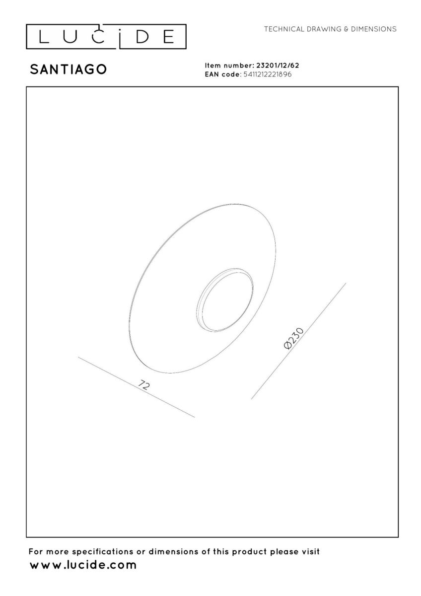 Настенный светильник Lucide Santiago 23201/12/62