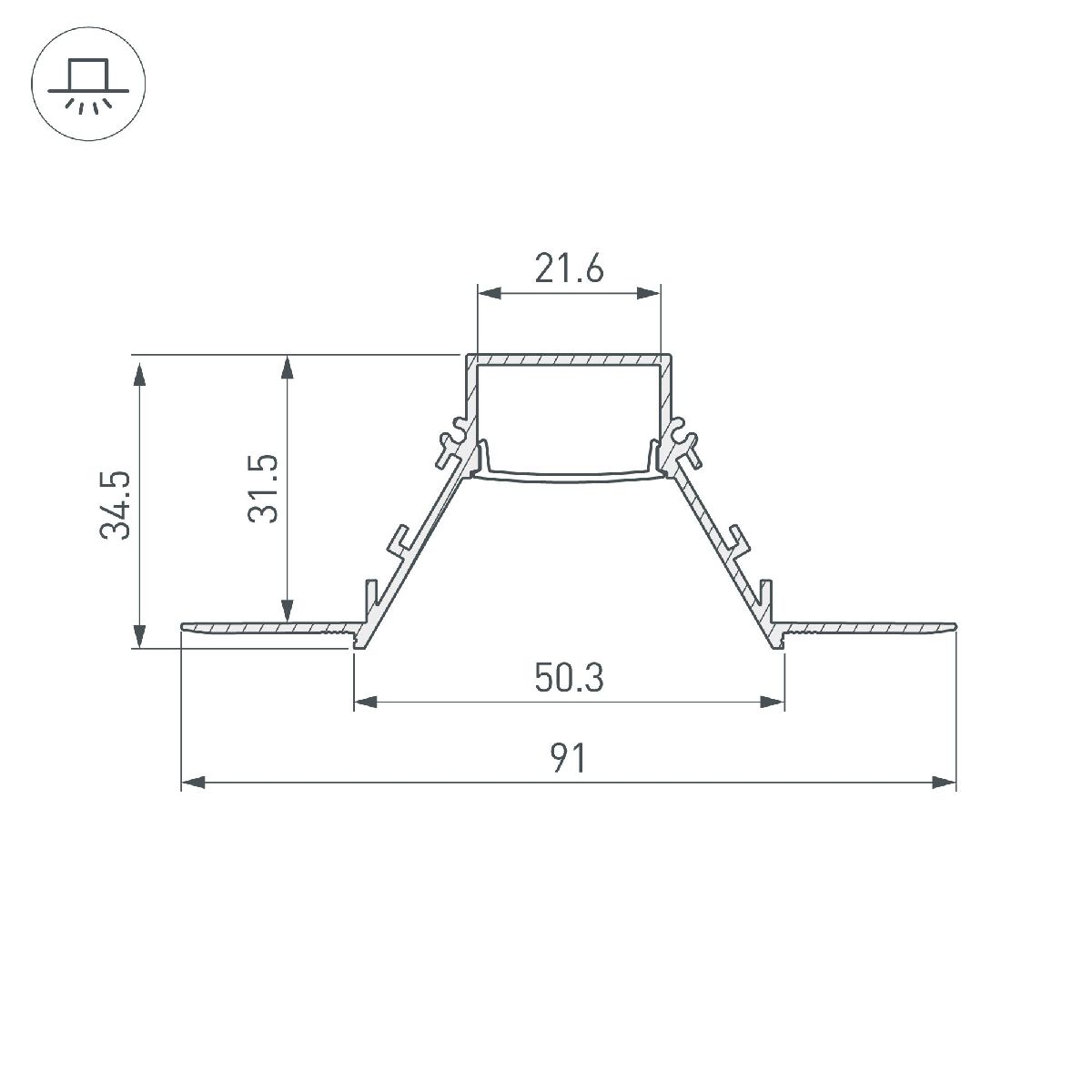 Алюминиевый профиль Arlight COMFORT21-V-FANTOM-2000 ANOD 053032