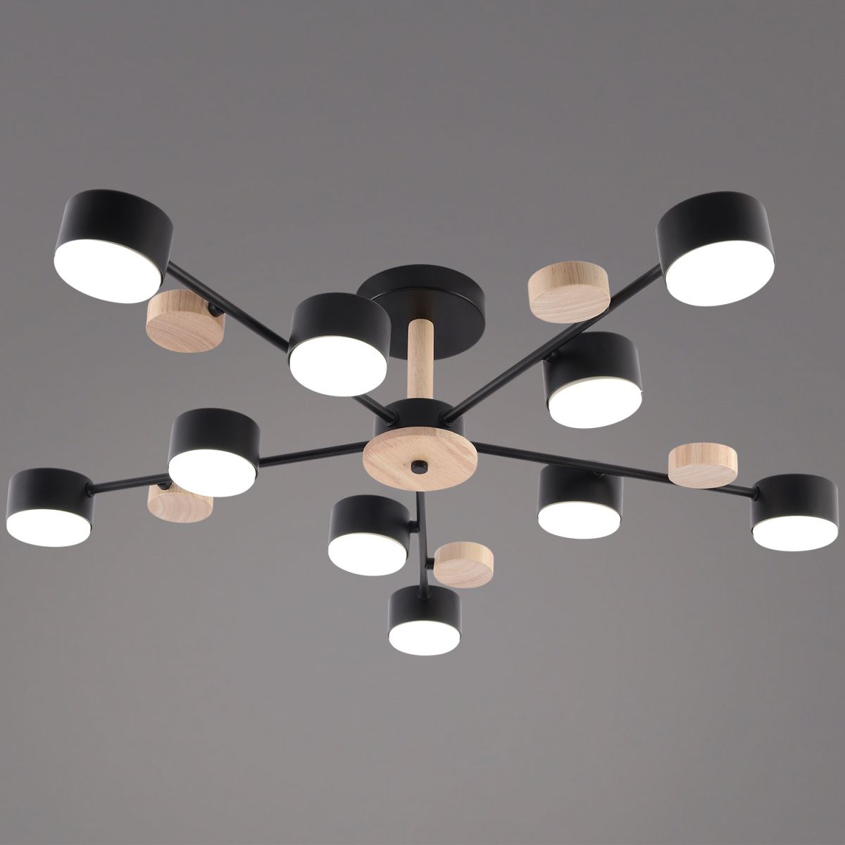 Люстра на штанге Reluce 03758-0.3-10 BK+WOOD GX53