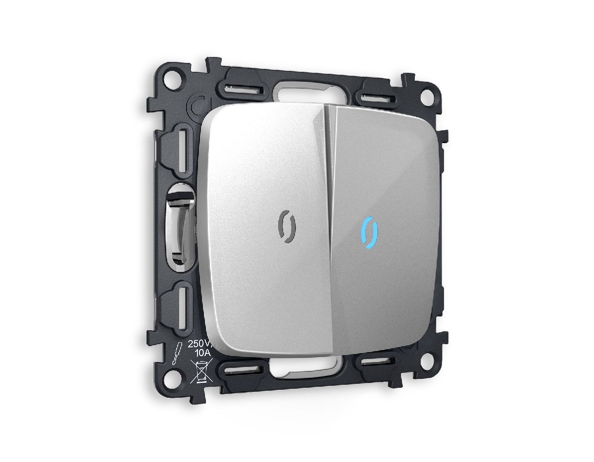 Комплект механизма 2-кл проходного выключателя с подсветкой Ambrella Volt Omega MO404040