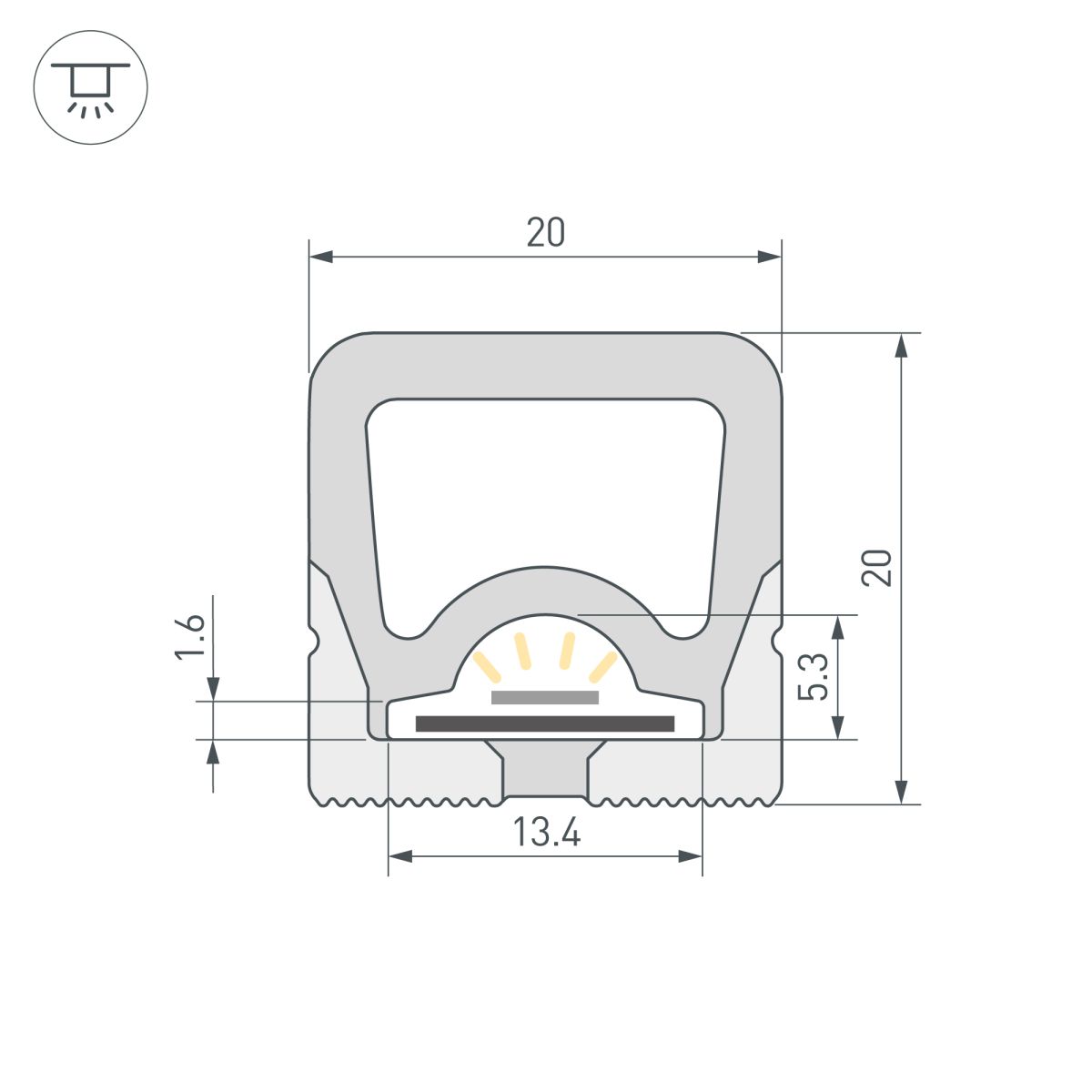 Силиконовый профиль Arlight WPH-FLEX-2020-TOP-S13-10m WHITE (Силикон) 062835