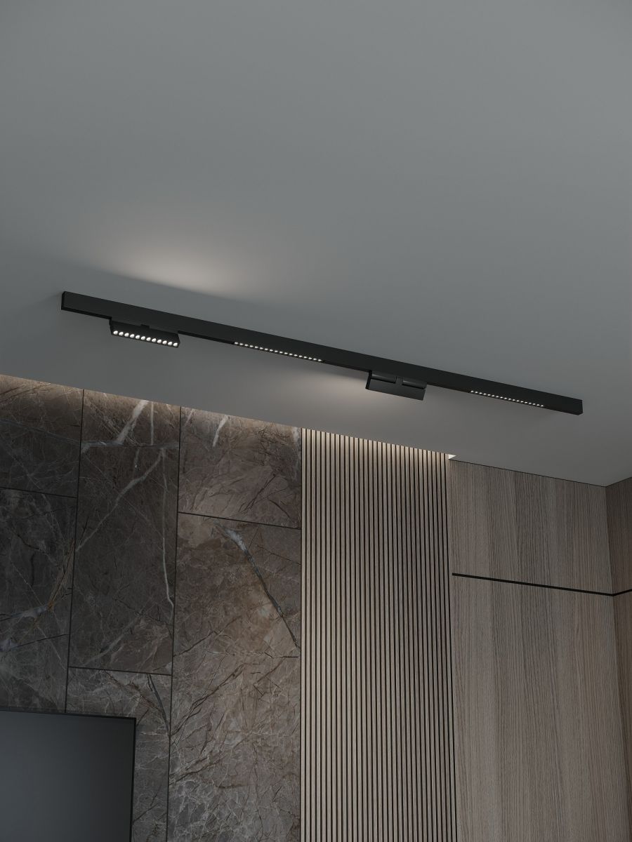 Трековая система со светильниками №7 трехфазная накладная Eldeko (48В, форма - прямая, 2м, 4000K) черная Hesby Lighting HSBL_kompl_E007_NI2B4K