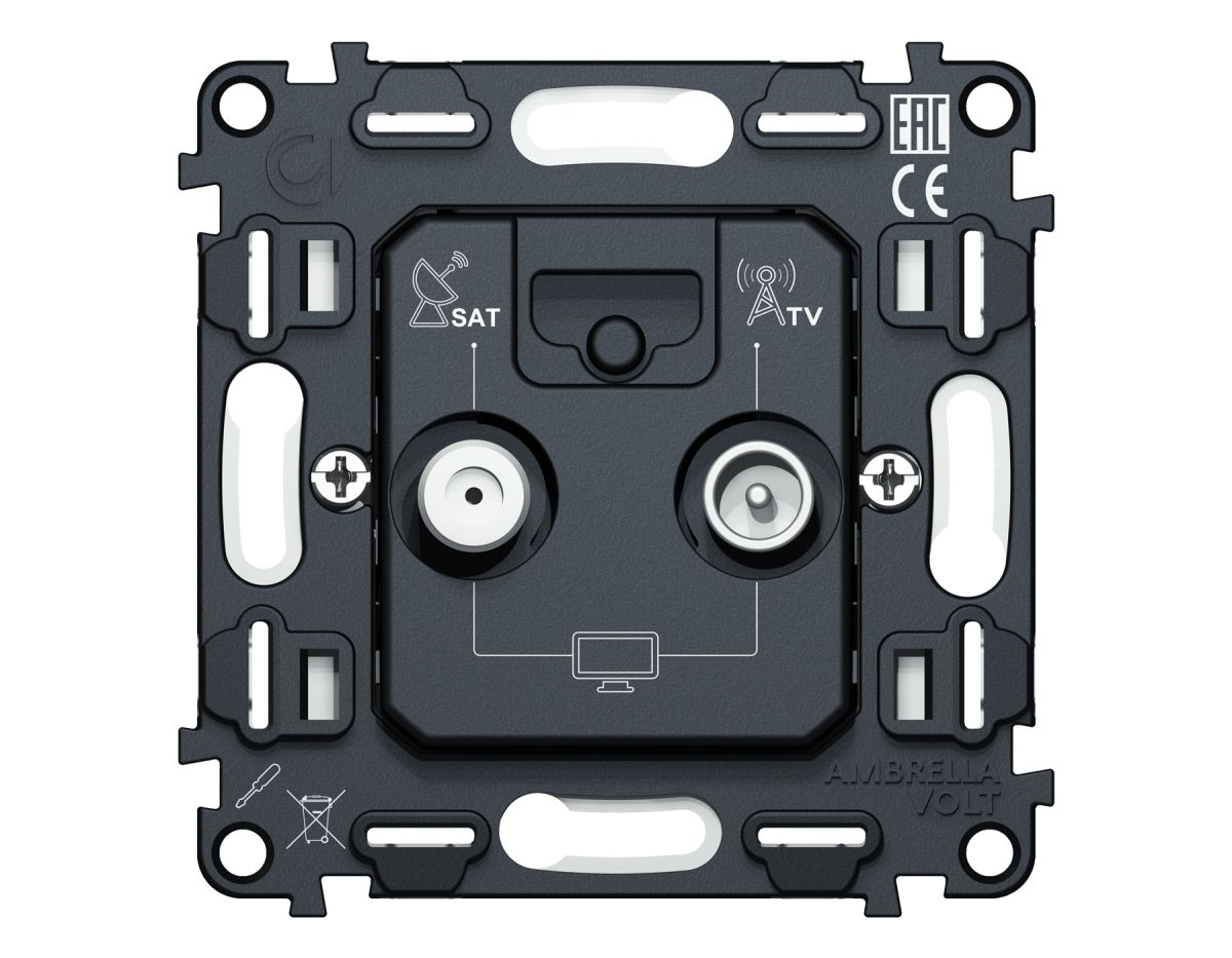 Механизм розетки TV оконечной + SAT 5-862MHz 3.5dB/950-2150MHz 3.5dB QUANT Ambrella Volt VM217