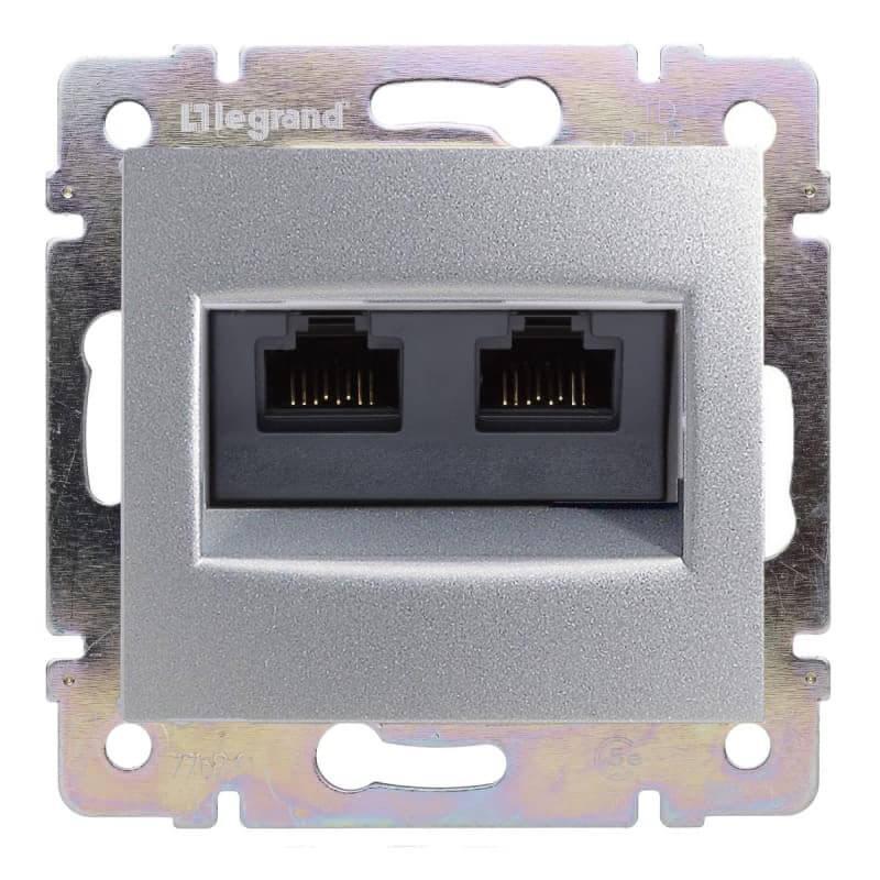 Розетка компьютерная 2хRJ45 Legrand Valena 6 кат FTP на винтах алюминий 770233