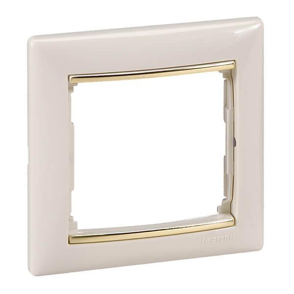 Рамка 1-постовая Legrand Valena слоновая кость/золотой штрих 774151