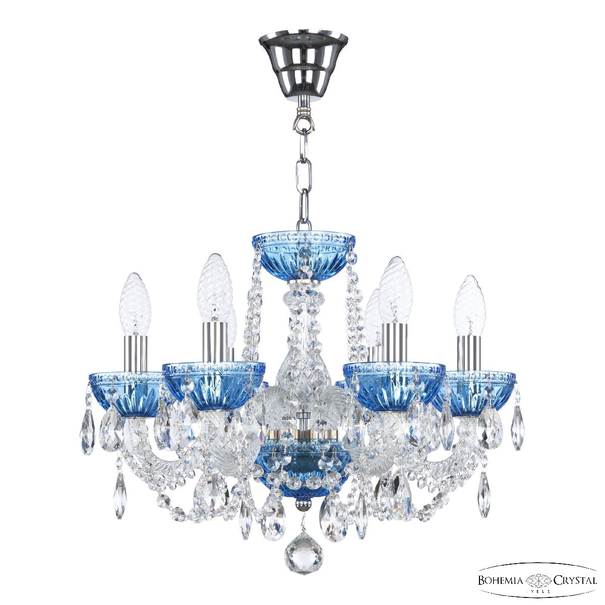 Подвесная люстра Bohemia Ivele Crystal 5402/6/141 Ni Aquamarine/M-1G