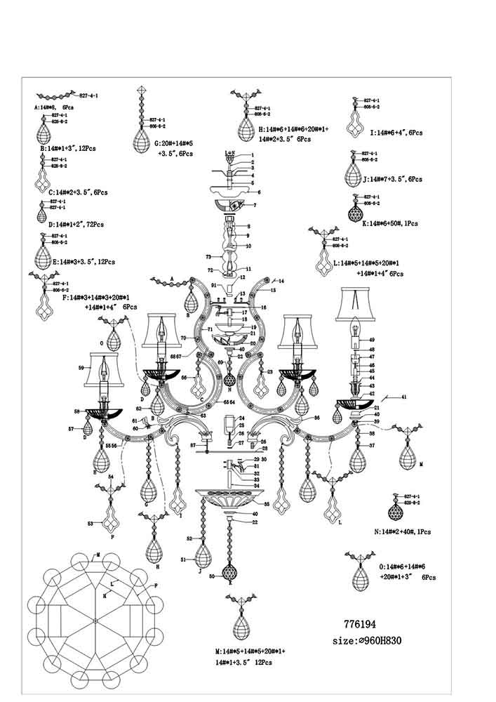 Подвесная люстра Osgona Accia 776194