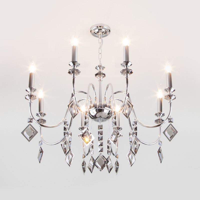 Подвесная люстра Eurosvet Telao 10120/8 хром/дымчатый хрусталь Strotskis Smart (10110/8)