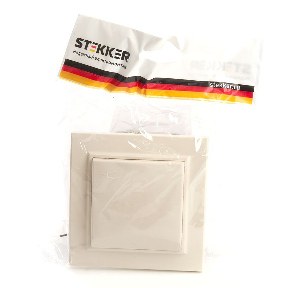 Розетка 1-местная с крышкой Stekker PST16-9012-02 с защитной шторкой 39238
