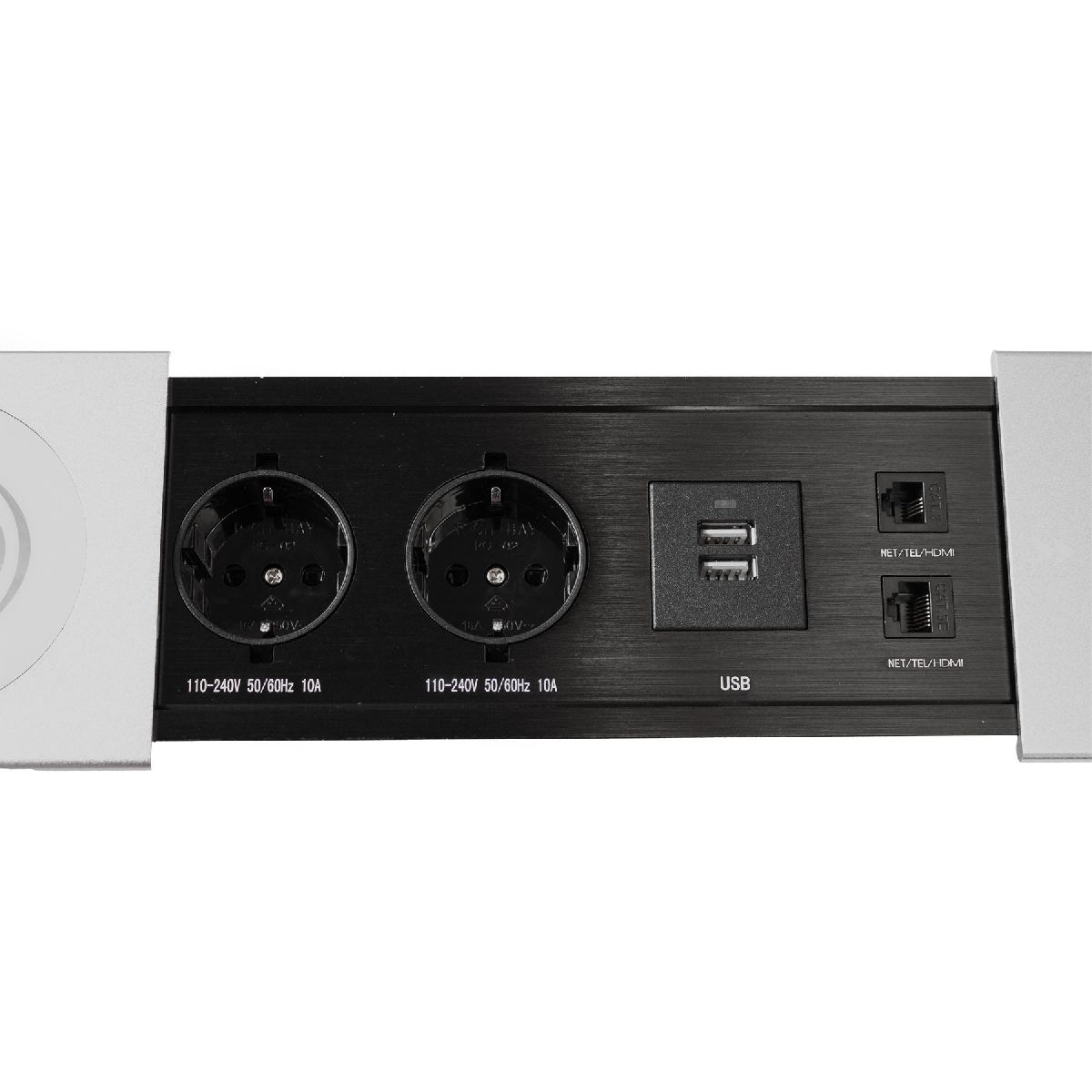 Блок розеток JX (Slide Top) (2 секции RJ-45 + 2 USB беспр.зарядка с кабелем питания) Mebax 00-00002892