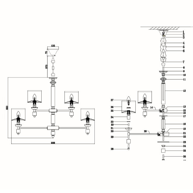 Подвесная люстра Lumien Hall Vivien LH1038/15H-CO-WT