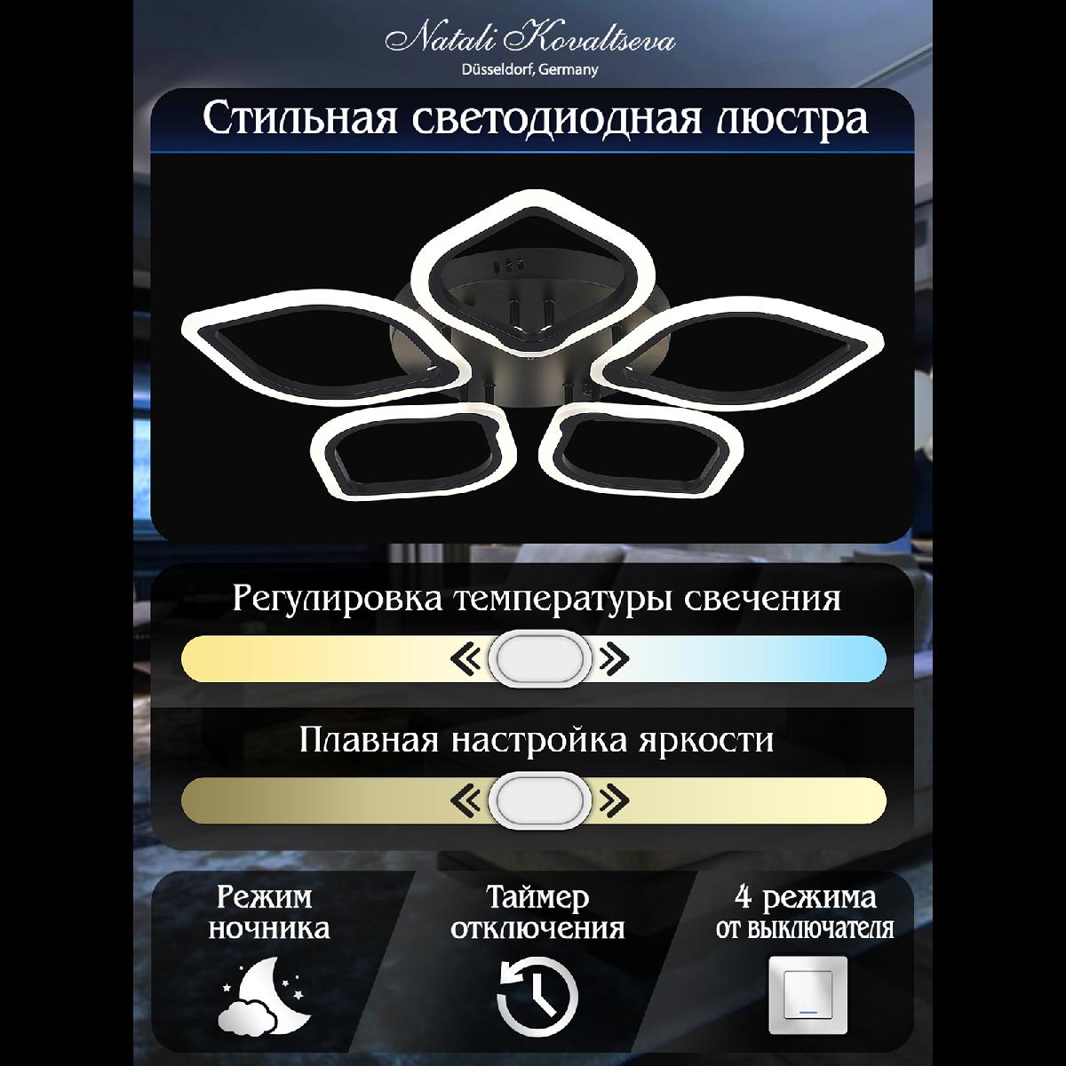 Потолочная люстра Natali Kovaltseva Real LED LAMPS 81200 BLACK